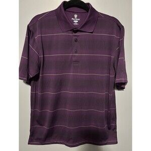 Pro Tour Mens Golf Polo Shirt Size Medium Striped Purple Collared Short Sleeve